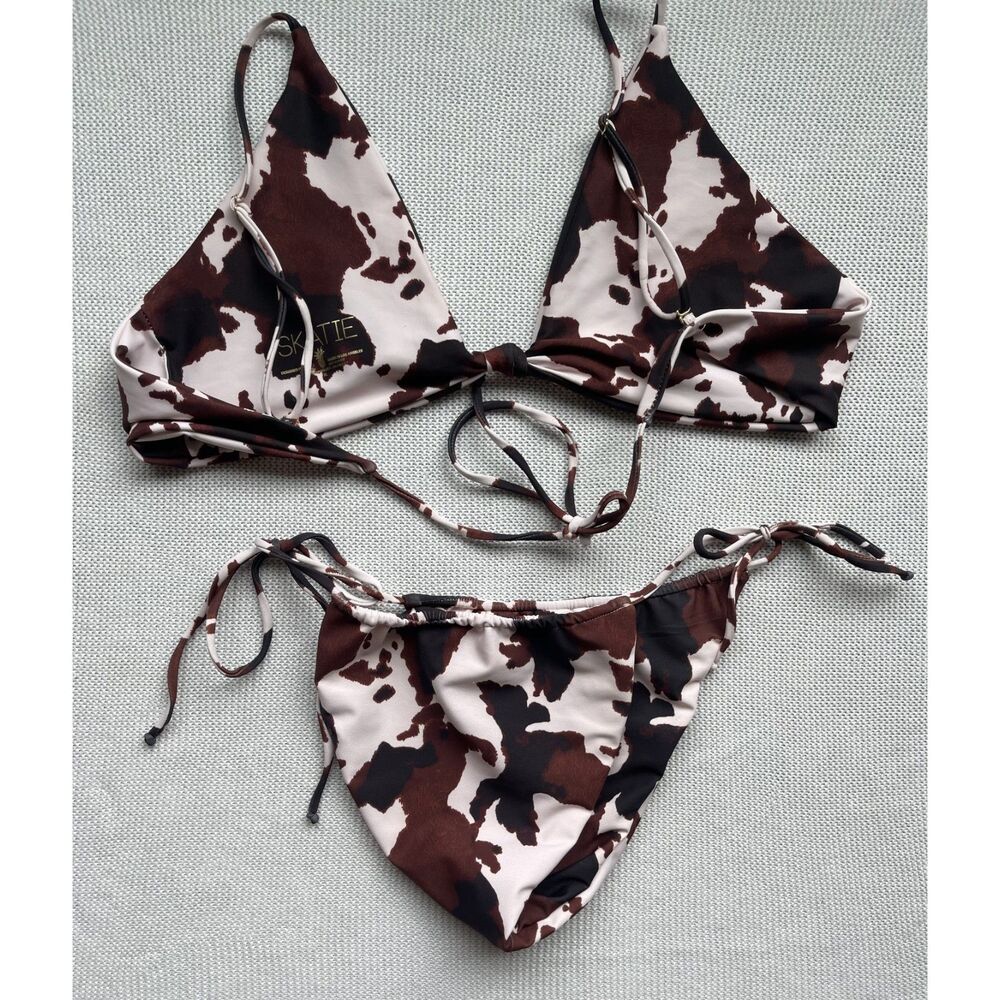 Skatie Dallas Cow Print Bikini Top XL & Bottoms M - Picture 3 of 5